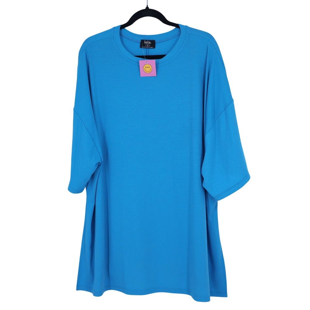 Dressed in Lala Malone Ribbed Oversize T-Shirt Maui Blue NWT Oversized Women's M
